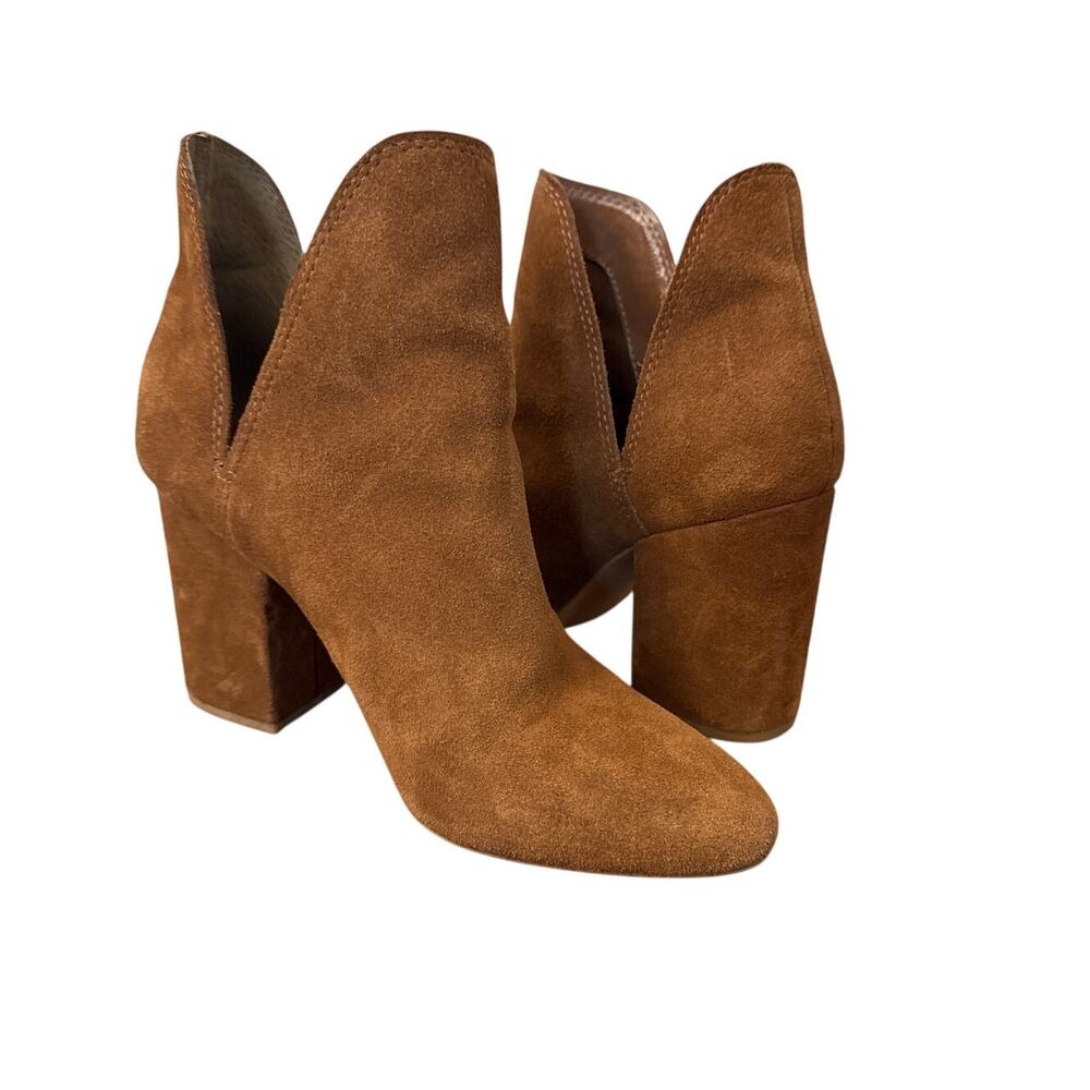 Steve Madden Rookie Brown Suede Ankle Booties Size 7.5 Block Heel Boho Western
